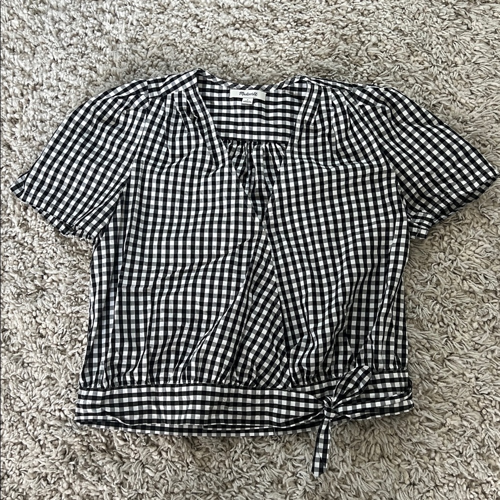 Madewell Black and White Gingham Blouse